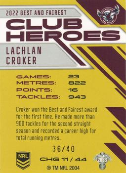 2023 NRL Traders Titanium - Club Heroes Gold #CHG11 Lachlan Croker Back